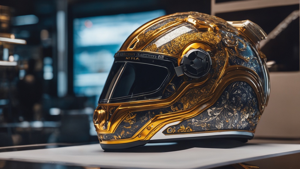 A realistic image of a helmet with intricate details generated by AI